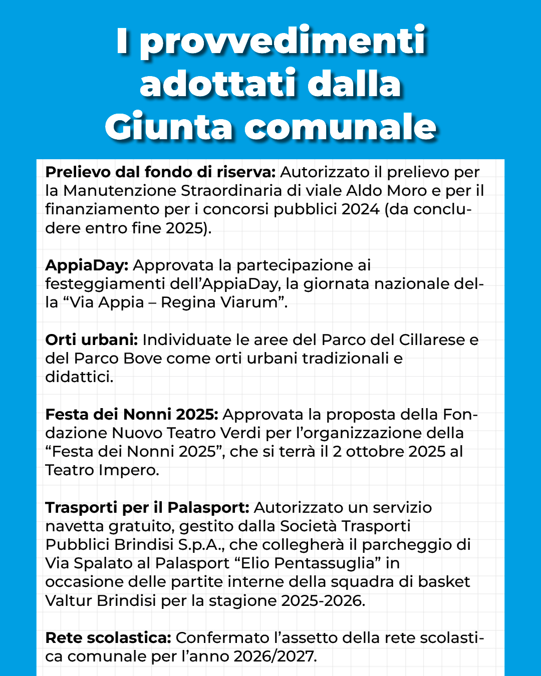 Giunta comunale 25 settembre Giunta comunale 25 settembre