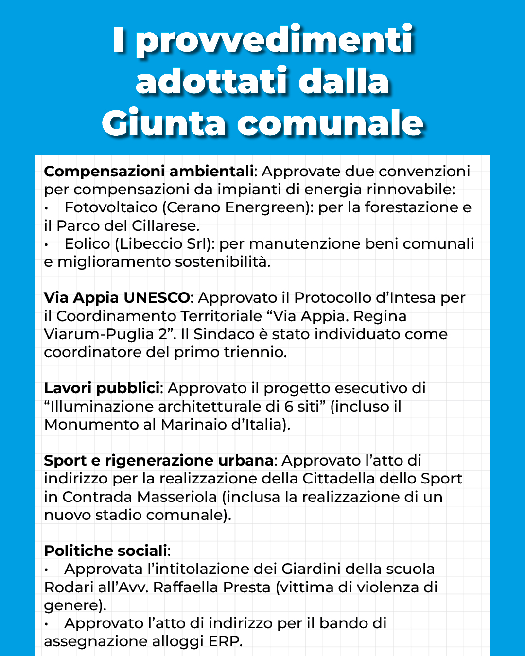 Provvedimenti Giunta comunale 10-10-2025 Provvedimenti Giunta comunale 10-10-2025