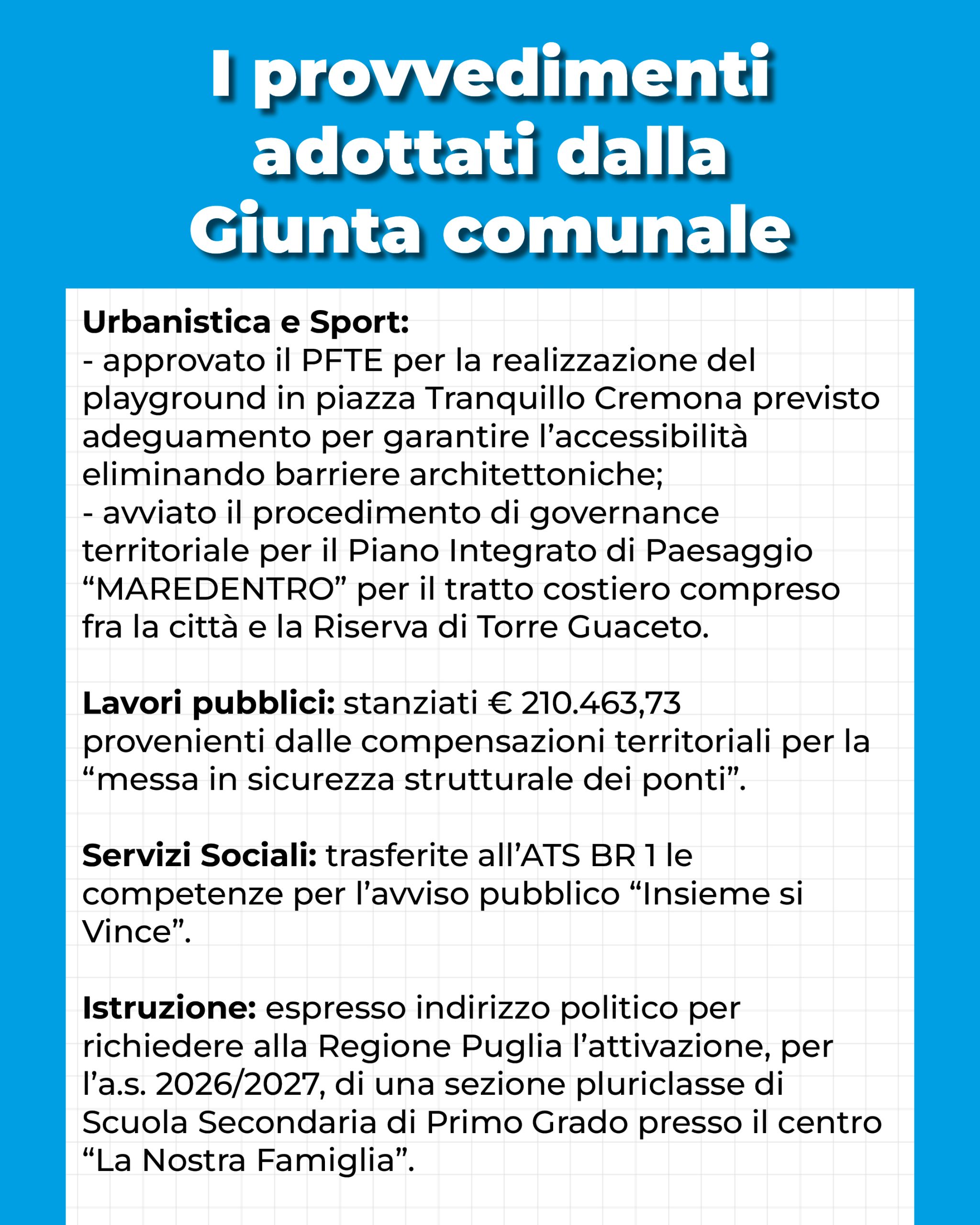 Provvedimenti Giunta 27-11-2025