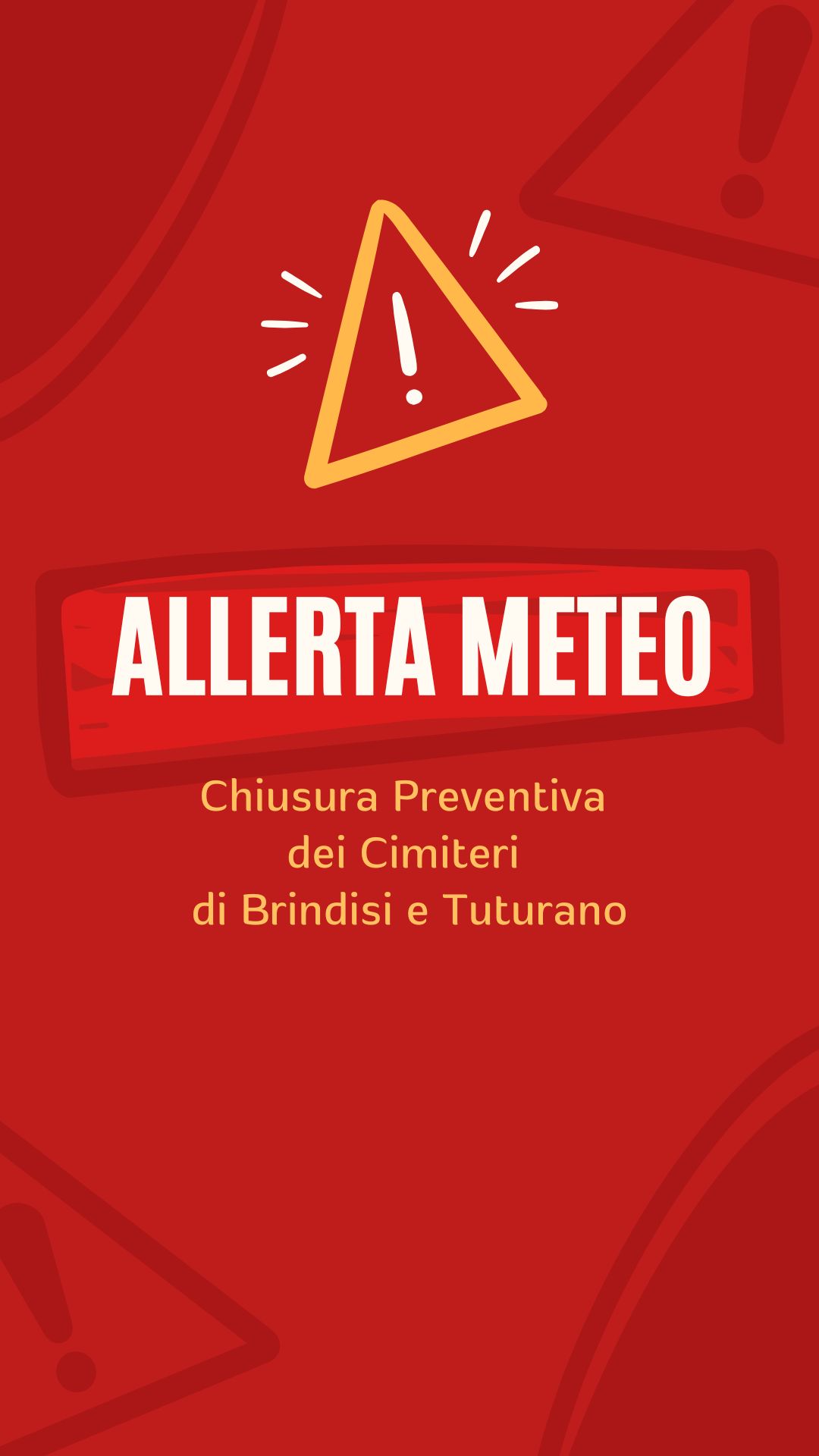 Chiusura cimiteri allerta meteo
