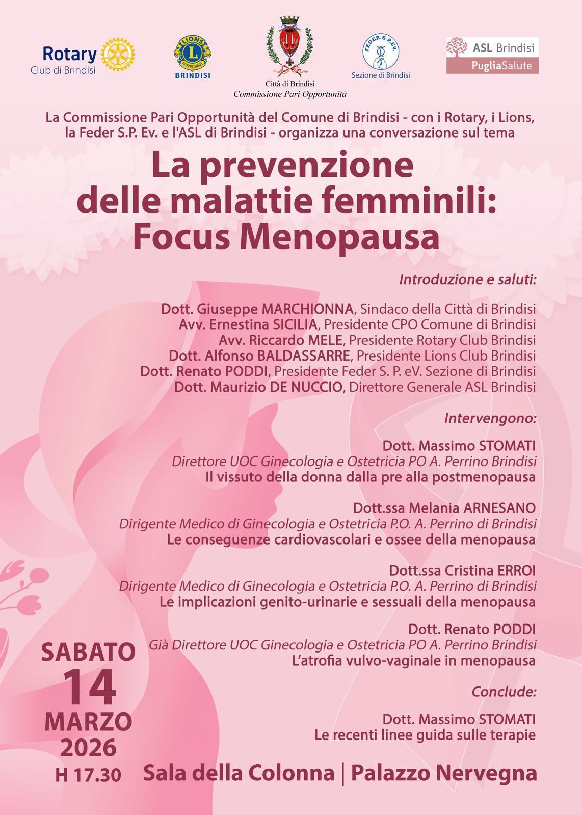 Locandina pari opportunità focus menopausa