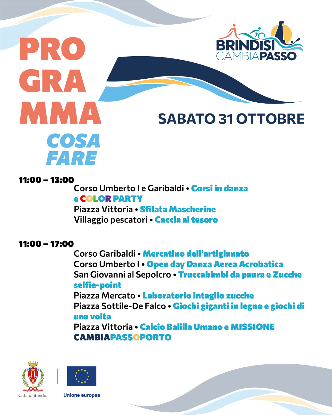 Brindisi CambiaPasso Programma sabato 31 ottobre - Cosa Fare